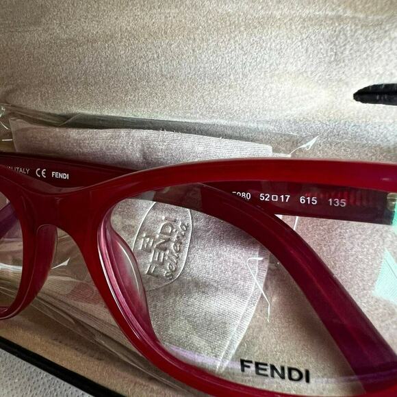 FENDI Red Side-Logo Eyeglasses w/ Case, 52-17-135 SRP: $450 - Picture 6 of 10